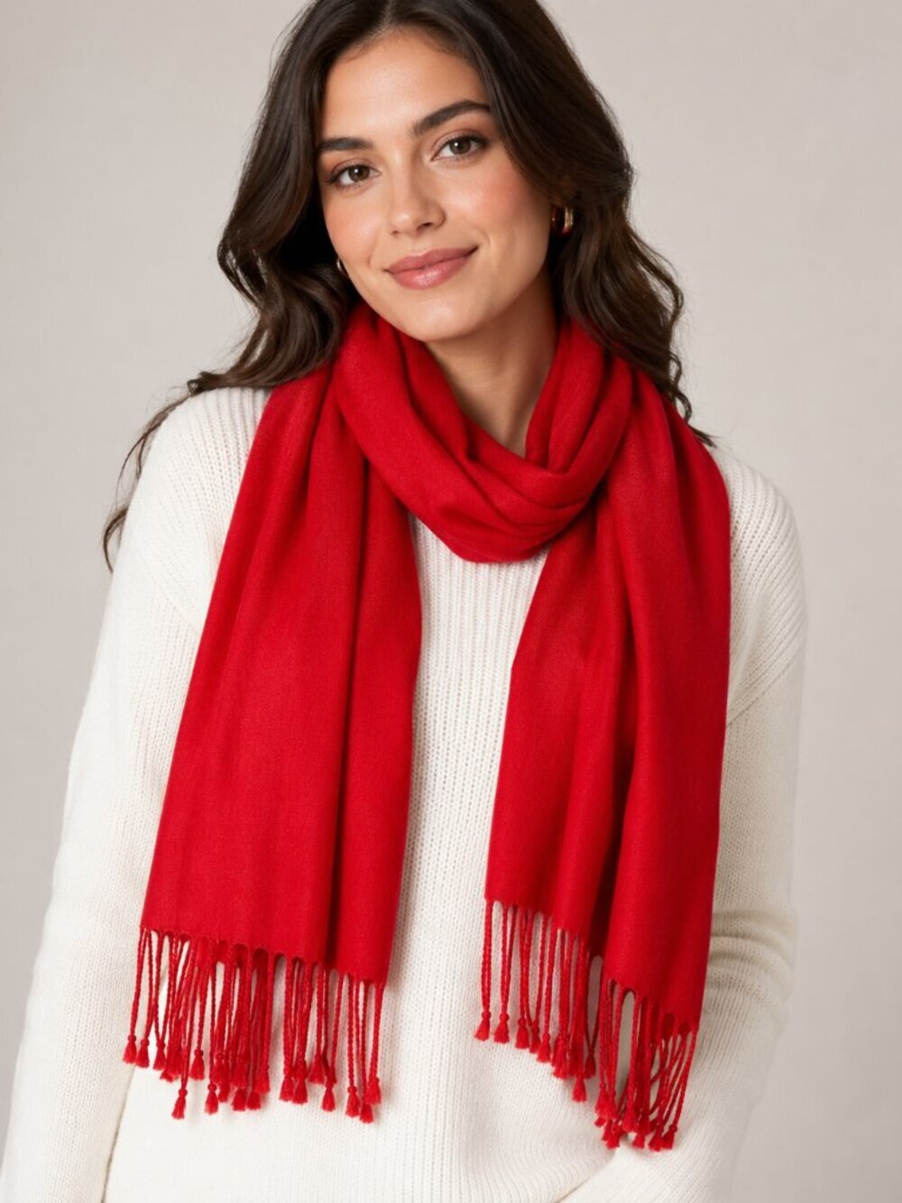 4/$30 Bundle 🌈 Charming Charlie Red Rayon Fringe Scarf Wrap Shawl